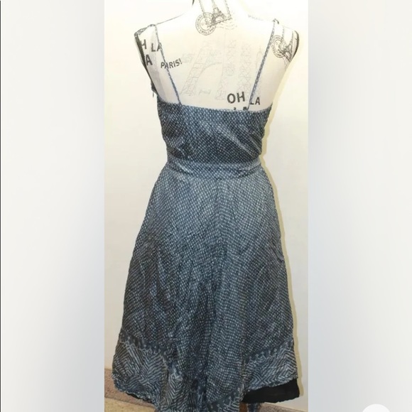 Gap Women Silk Summer Boho Blue White Geometrical Dress Spaghetti Strap 10 - Picture 9 of 10